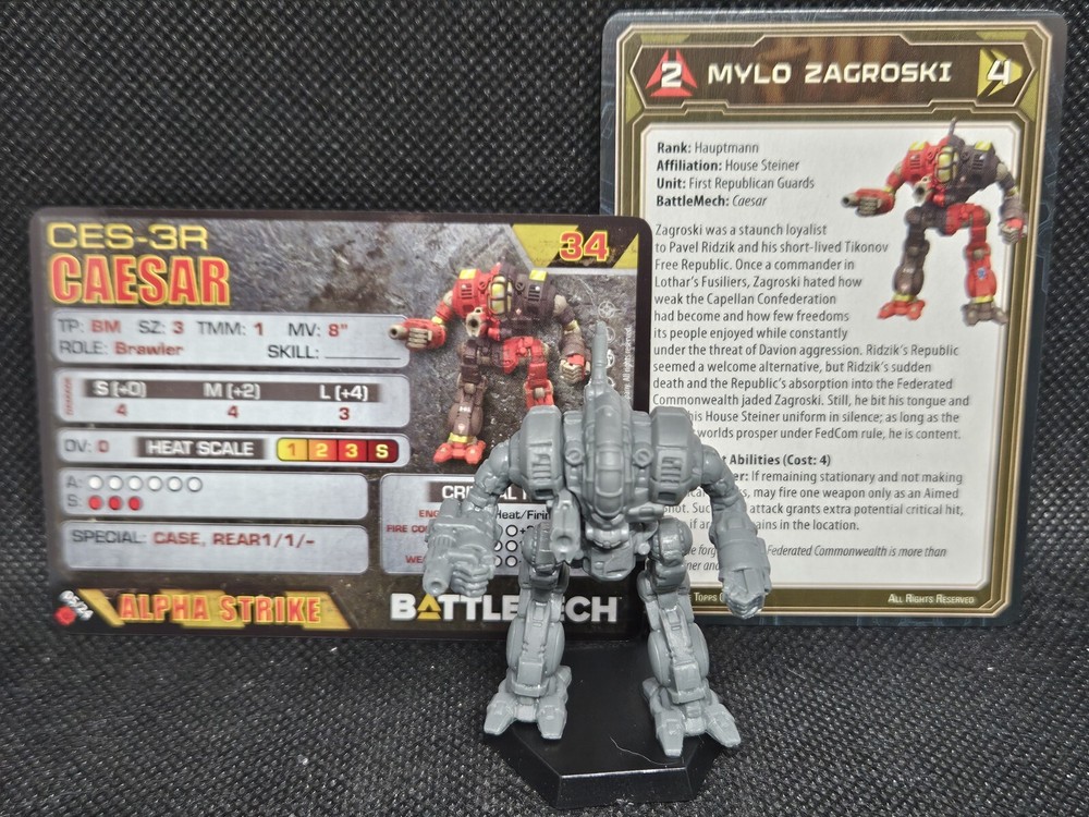 Battletech Mercenaries Caesar +cards kickstarter Ceasar