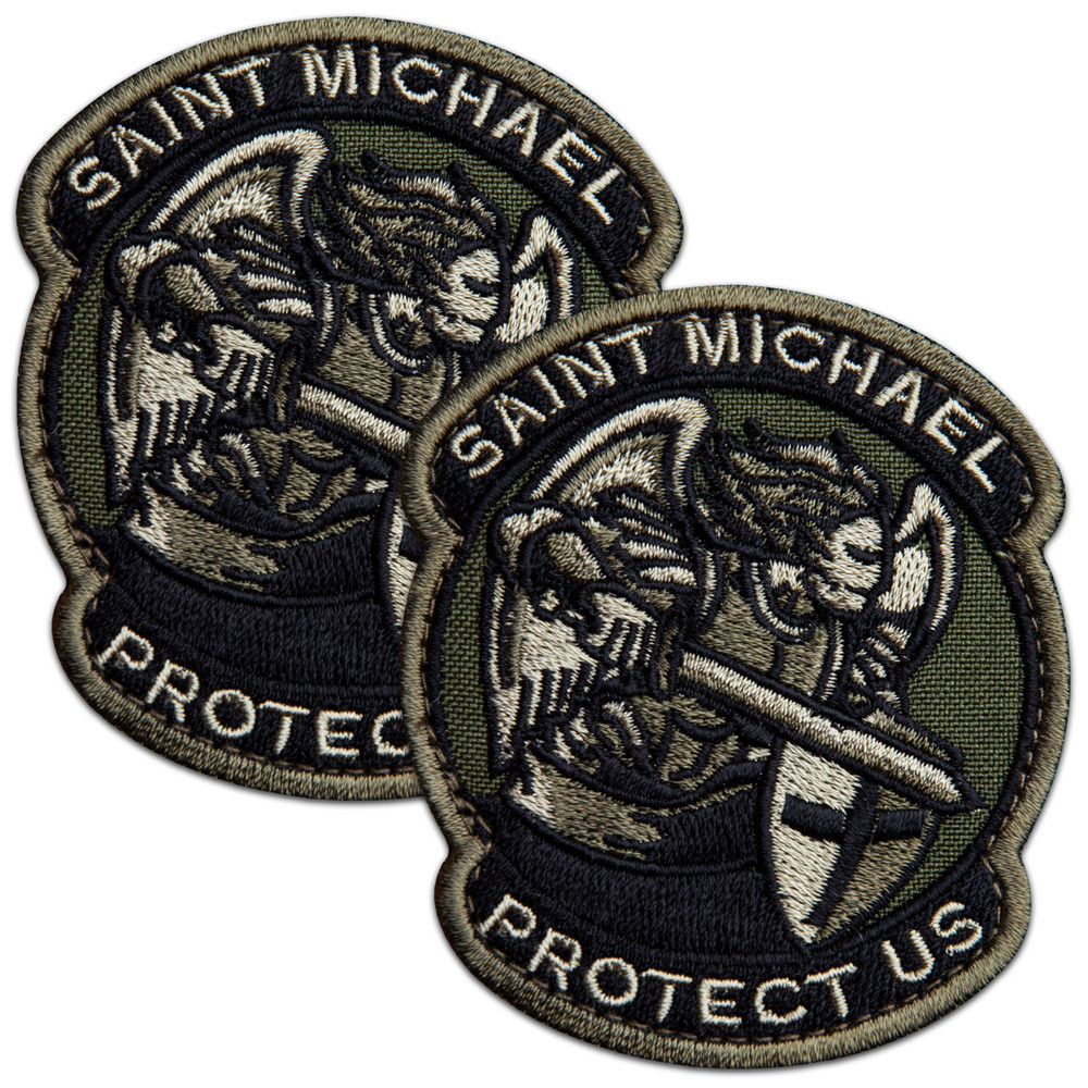 2Pcs Saint Michael Patch, Embroidered Hook & Loop Morale Military St Michael