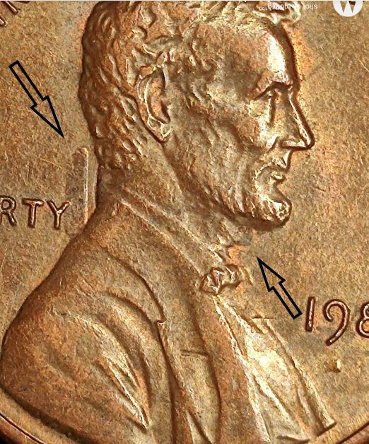 1983 Lincoln Cent  Clash Error on Obverse and Reverse