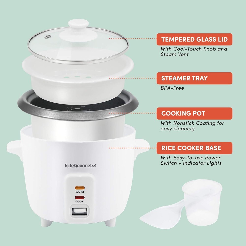 Rice cooker with non-stick interior and keep warm function