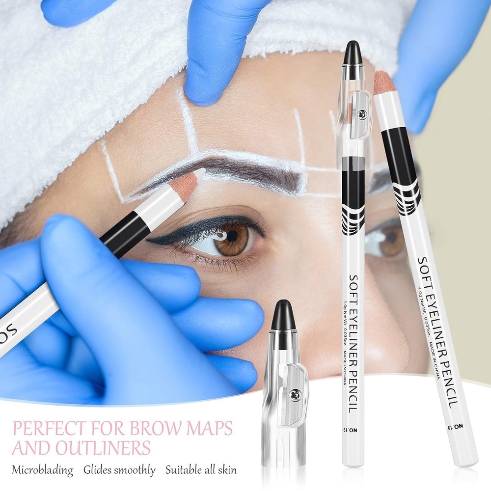 26‑Pack White Eyeliner Pencil Set with Sharpener Soft Strokes, Multi‑Use
