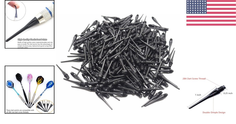 High-Quality 300 Pack Soft Dart Tips - 2BA Compatible for Easy Replacement