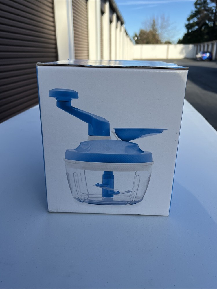 Tupperware Quick Chef Pro System Blue Manual Food Processor Chopper New