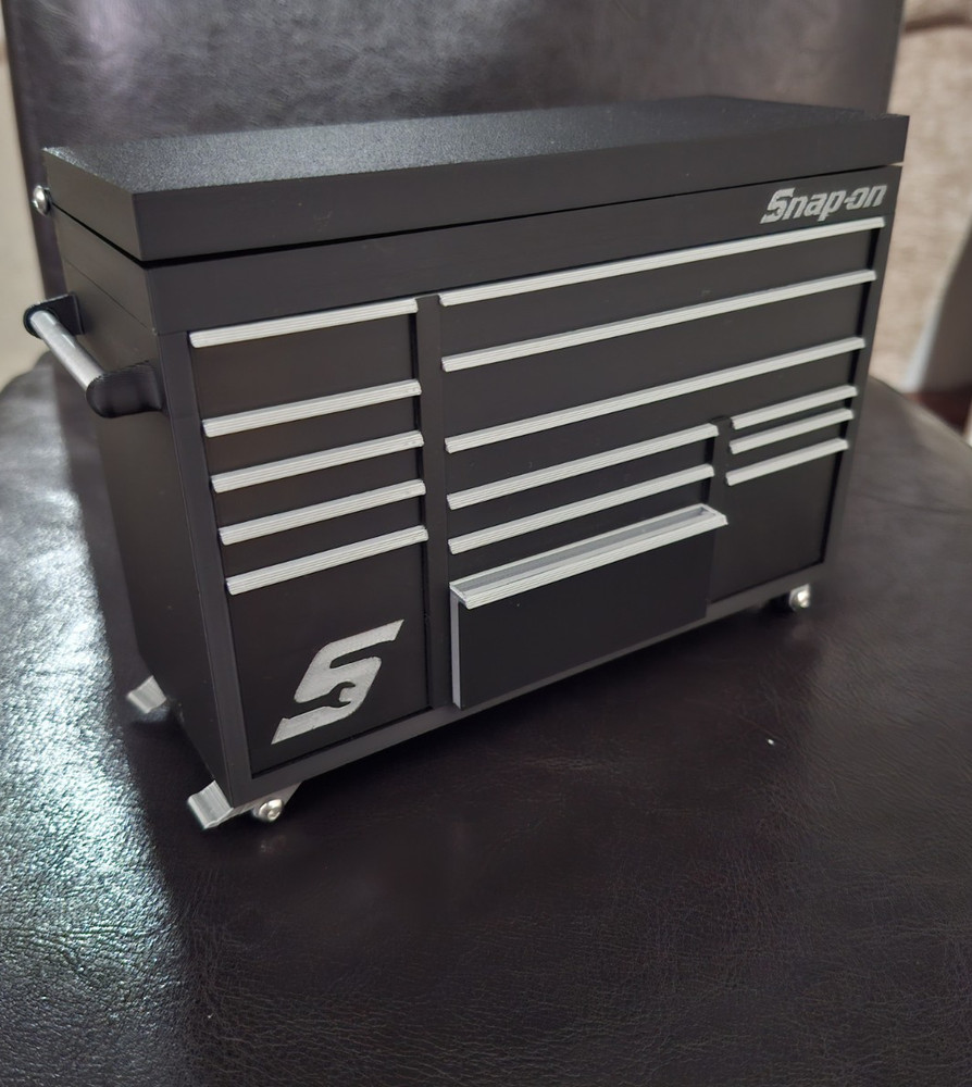 Snap-On Mini High Quality 3D Printed Toolbox (Black) (Silver)