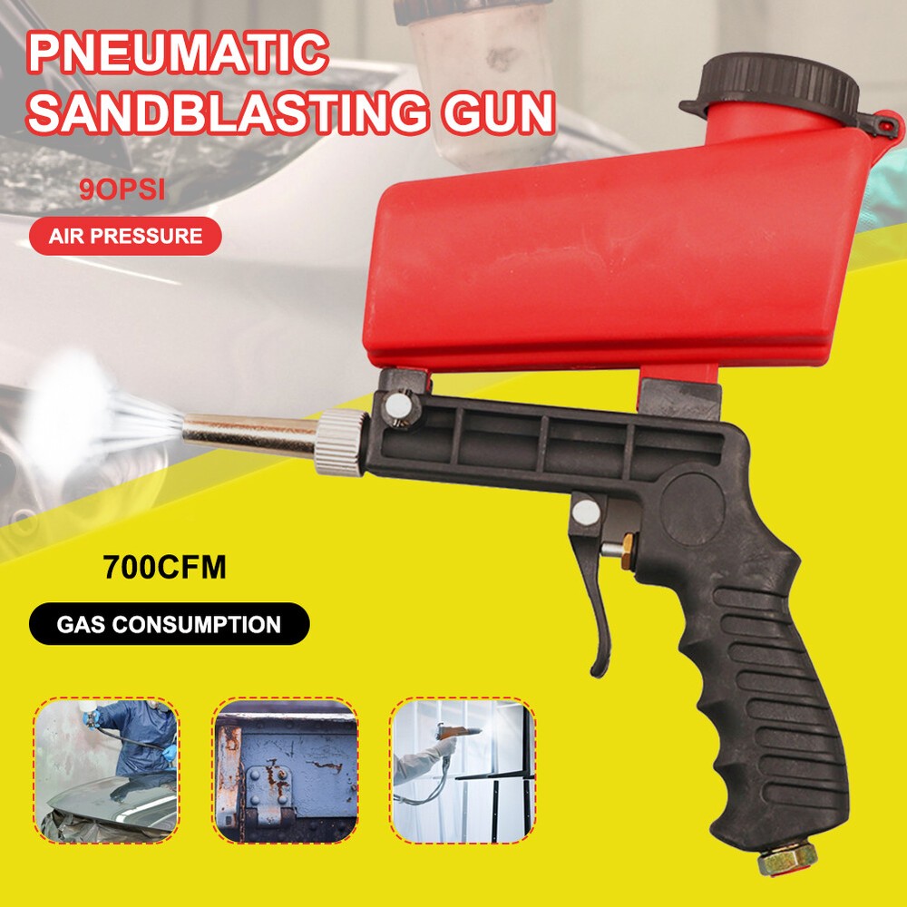 Gravity Feed Pneumatic Sandblasting Gun Handheld Sand Blaster Spray Remove Tool
