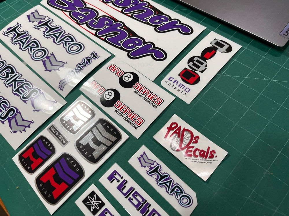 2001 Haro Basher bmx sticker decals on clear