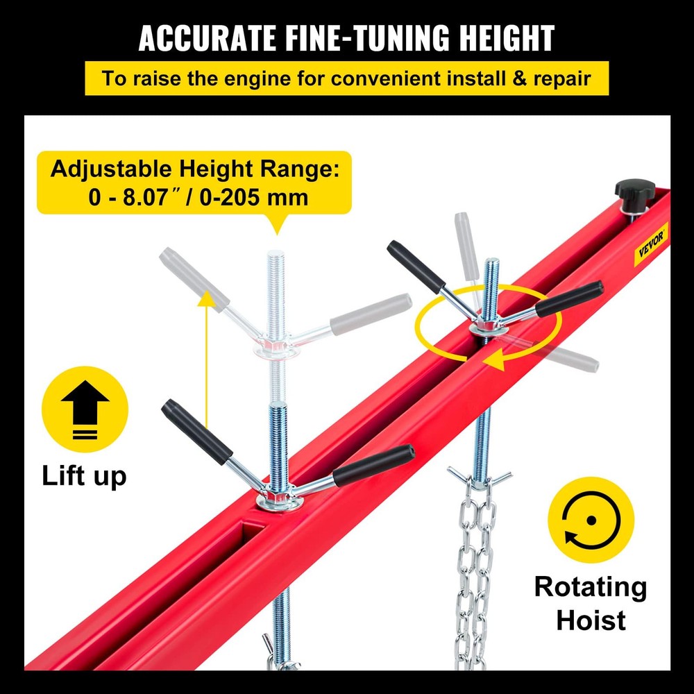 VEVOR Engine Support Bar 1100 Lbs Capacity Transverse 1100 Lbs, Red
