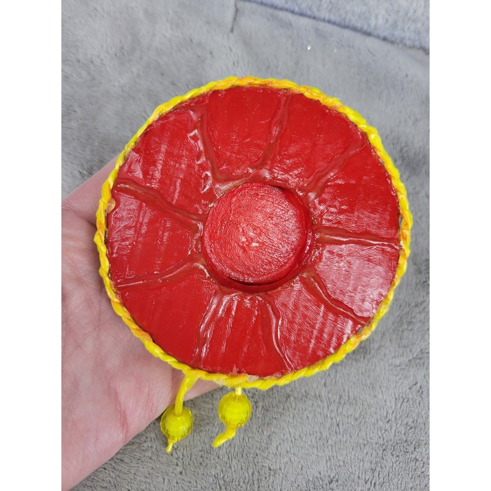 Handmade Mini Hat Red Yellow Decorative Craft Doll Accent