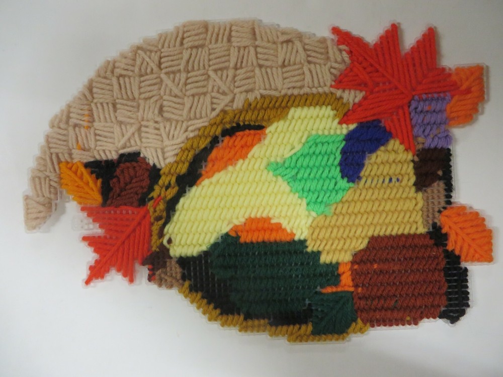 Plastic Canvas THANKSGIVING Completed Project Needlework 12" x 8" CORNUCOPIA