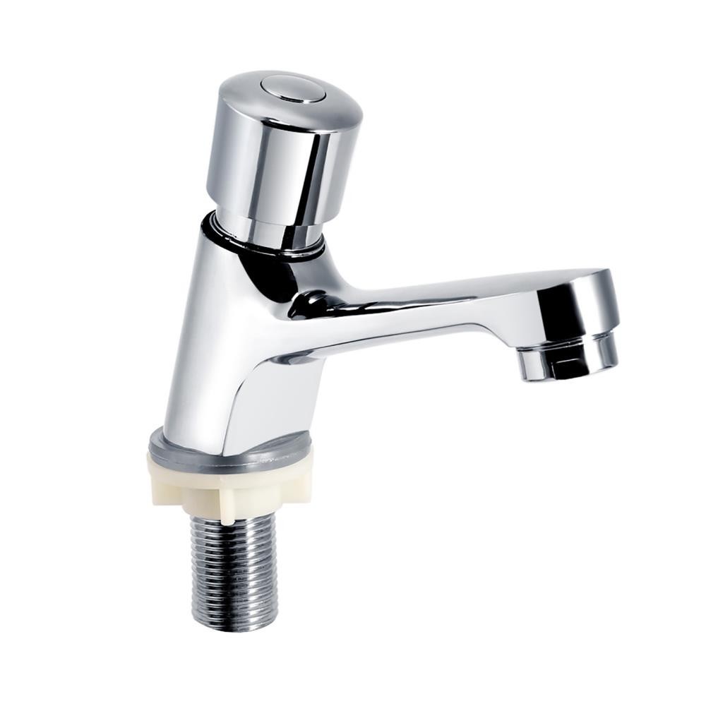 Public Ktchen Bathroom Chrome Plated Self Closing Water Saving Time Delay Basin◠