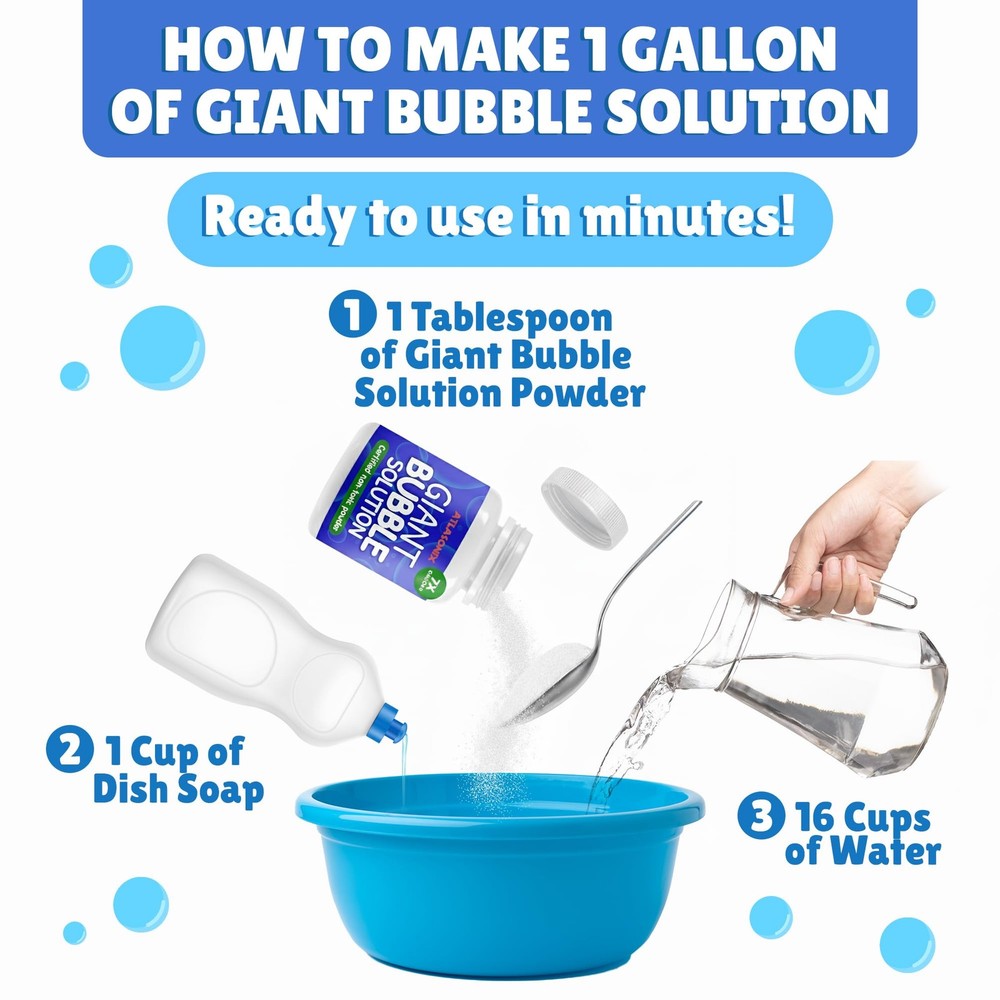 Giant Bubble Solution | Giant Bubble Wand | 100% Kids Safe Refill Solution Po...