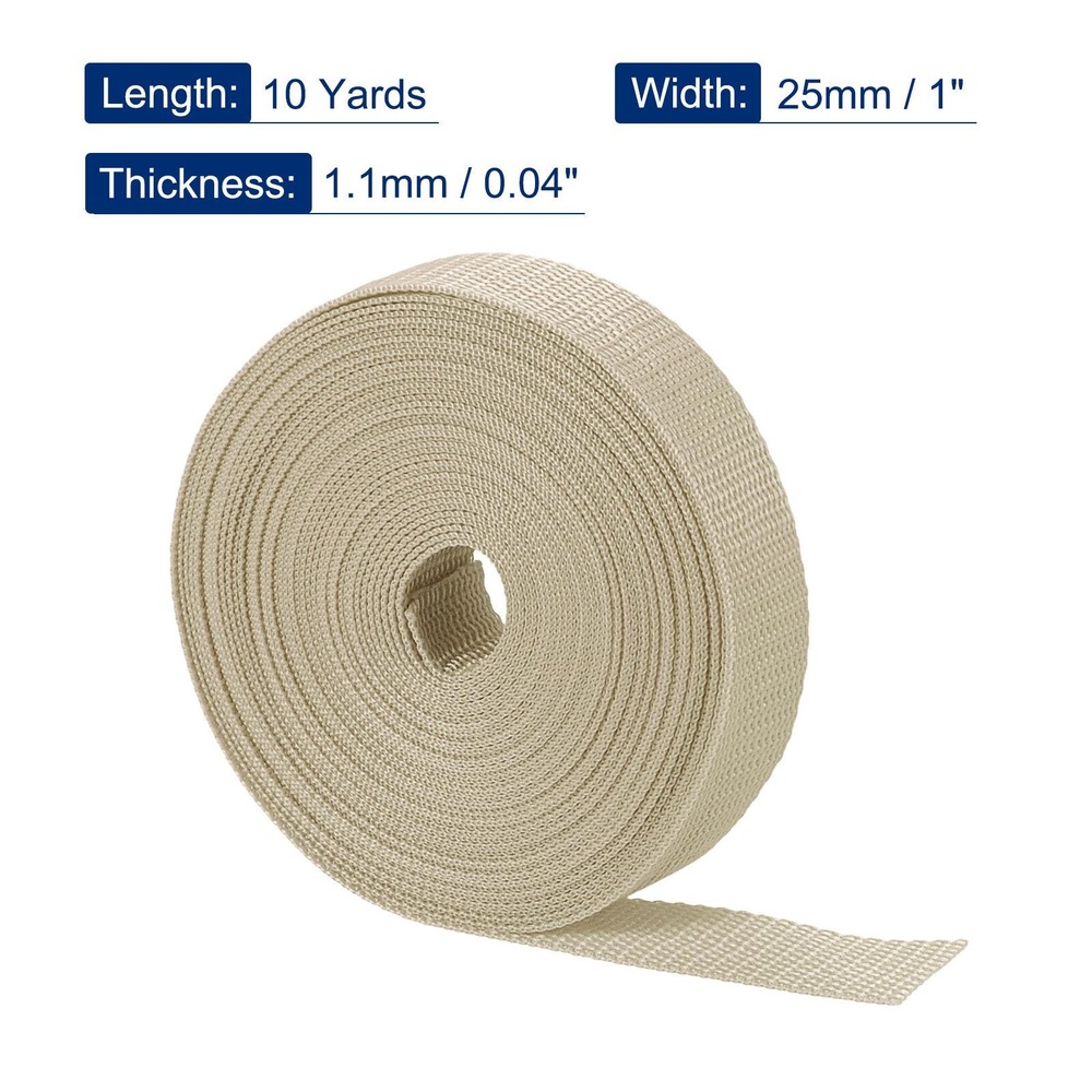 Lightweight Polypropylene Webbing Strap 1" 10 Yards Light Khaki Strapping