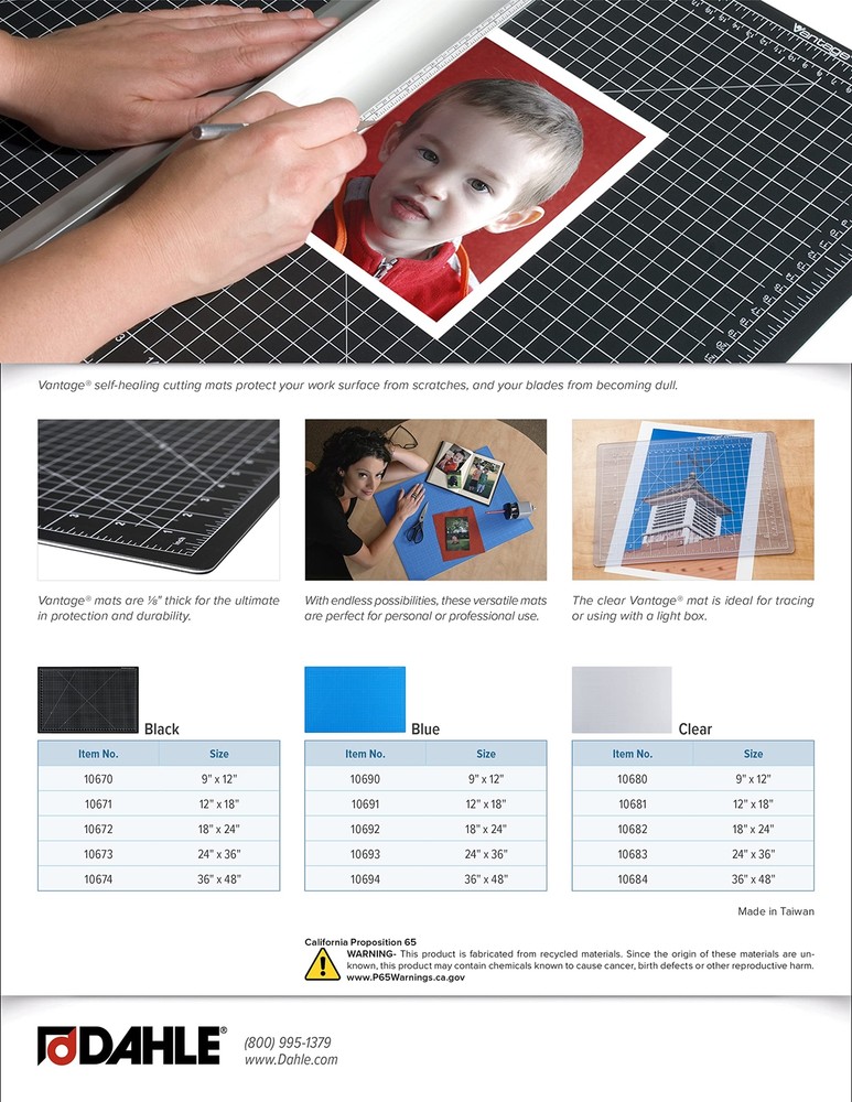 Vantage 18"x24" Premium Cutting Mat Self-Healing 5-Layer Design Blue