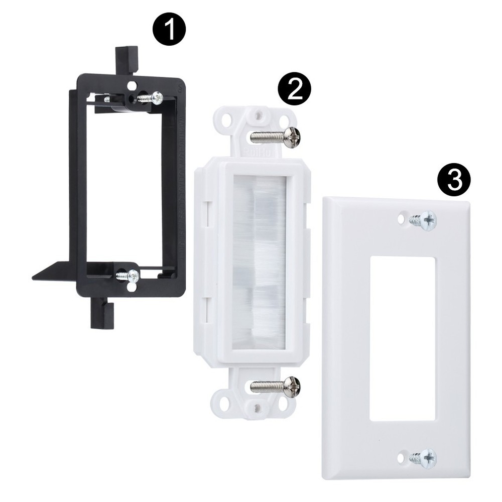 Brush Wall Plate + Low Voltage Mounting Bracket 5-Pack Cable Pass Through Insert