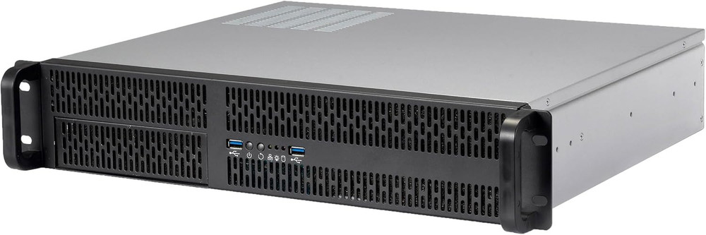 2U Rackmount Server Chassis Case | 4 HDDs | Micro-ATX | 2 USB 3.0 | Silver/Black