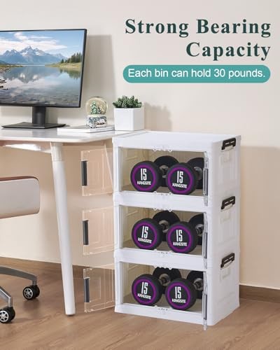 OlarHike Stackable Storage Bins with Lids - Folding Storage Box with 23QT 3Pack