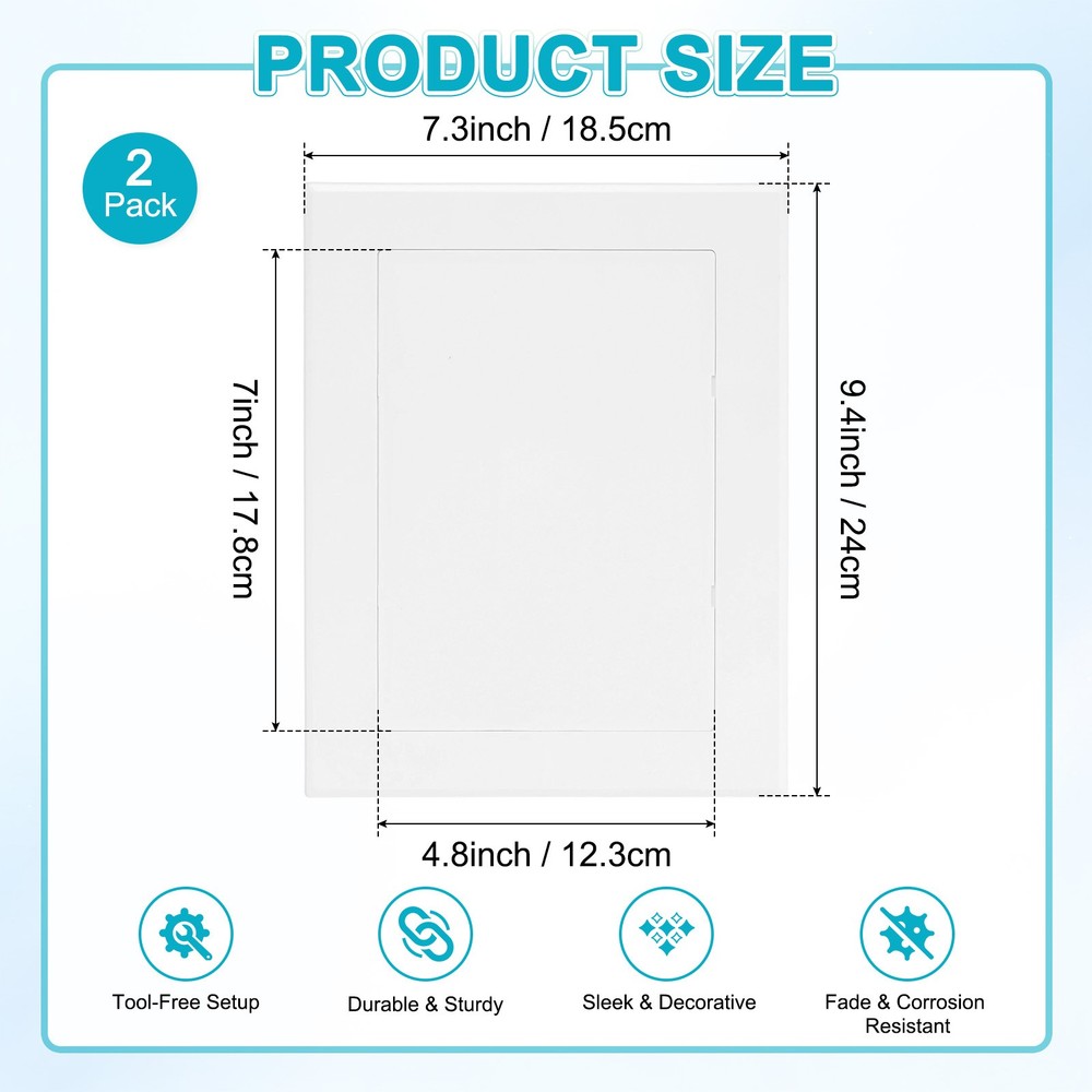 2-Pack Access Panel for Drywall, 7x5" Plastic Removable [White, Rectangle]