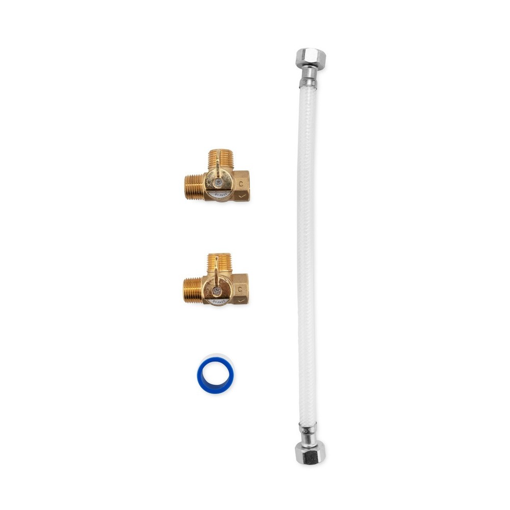 Camco Supreme Permanent RV Water Heater Bypass Kit With 12″ Hose And Brass Valve