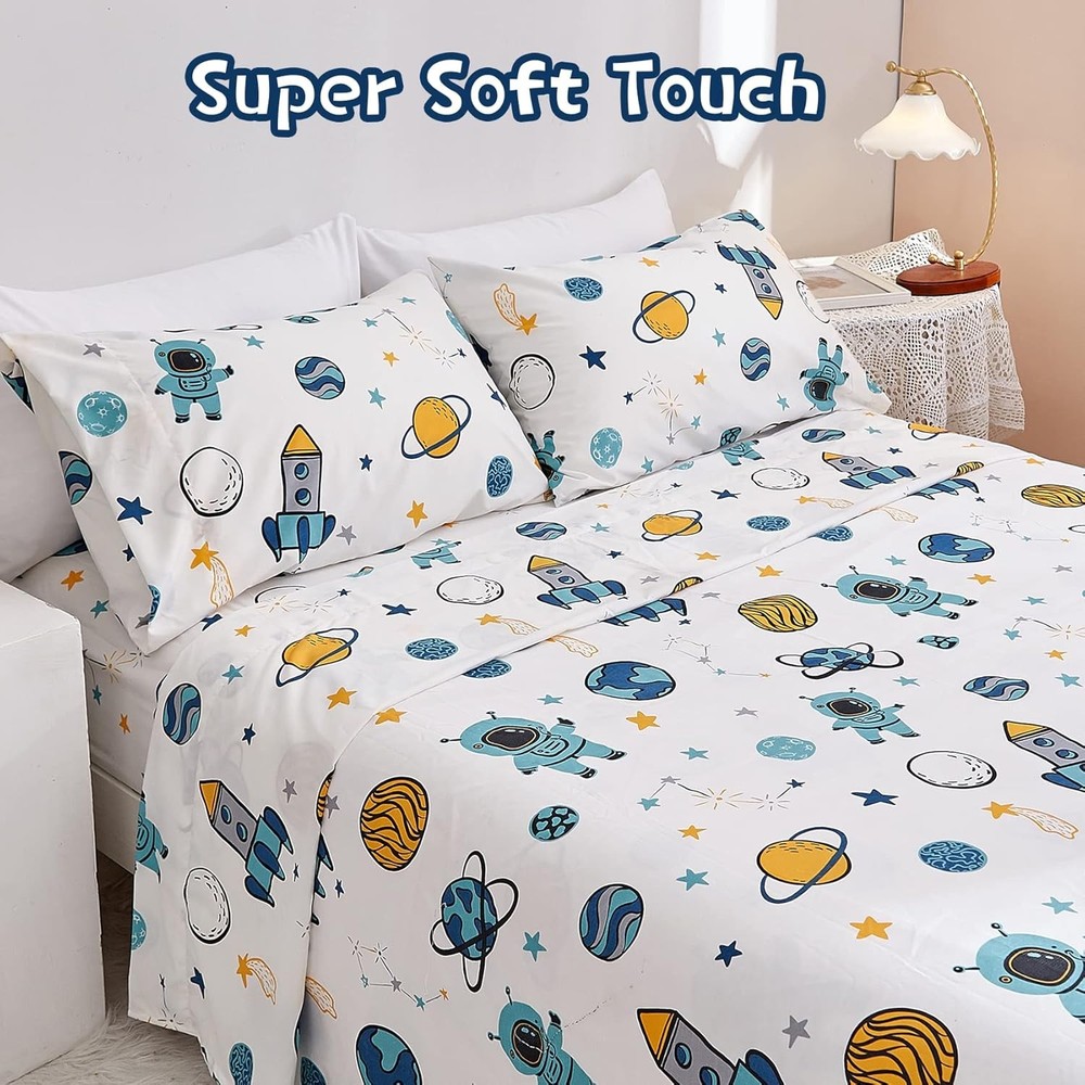 Blue Astronaut Children's Bedding Set (Double Size)