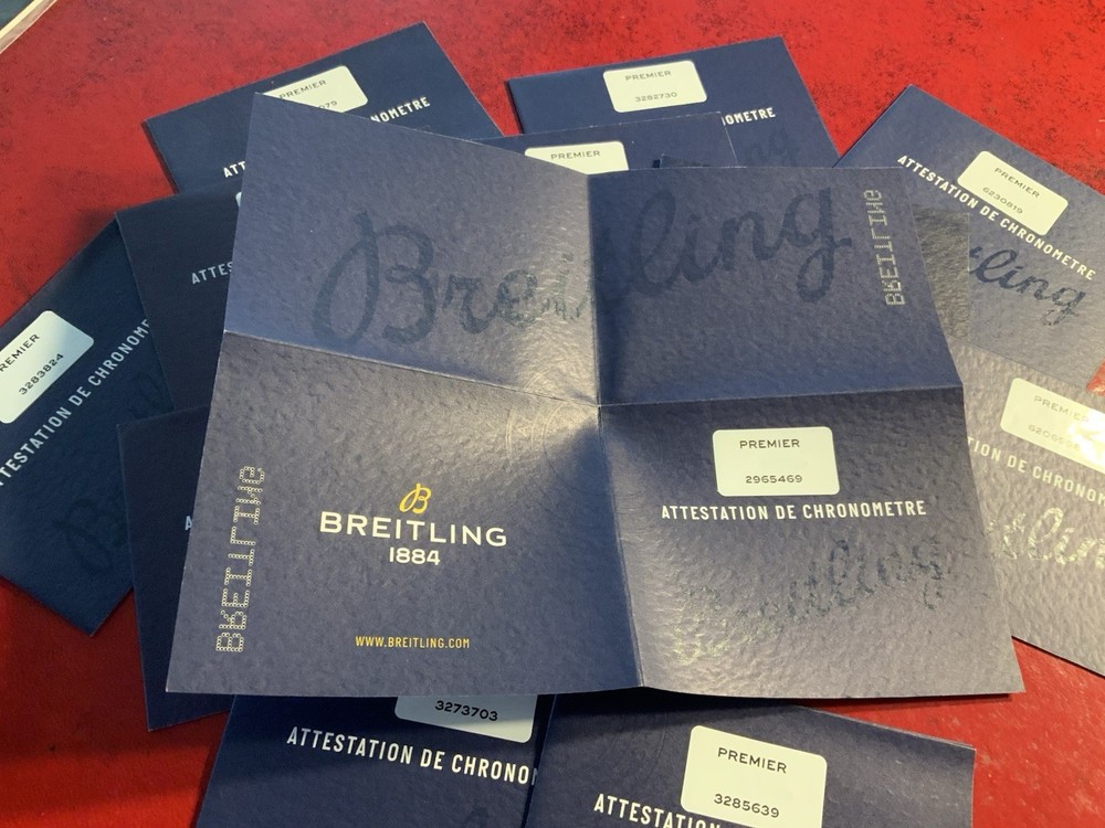 Breitling Attestation De Chronometre Certificate For Premiere (ONLY ONE)