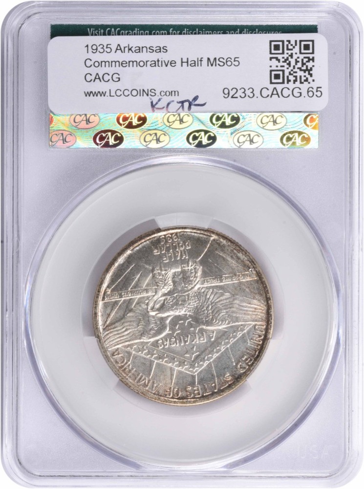 Arkansas Commemorative Silver Half Dollar 1935 MS65 CACG