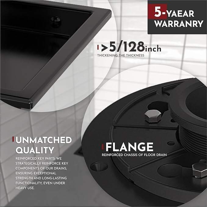 WEBANG 4" Square Shower Drain Matte Black New Open Box