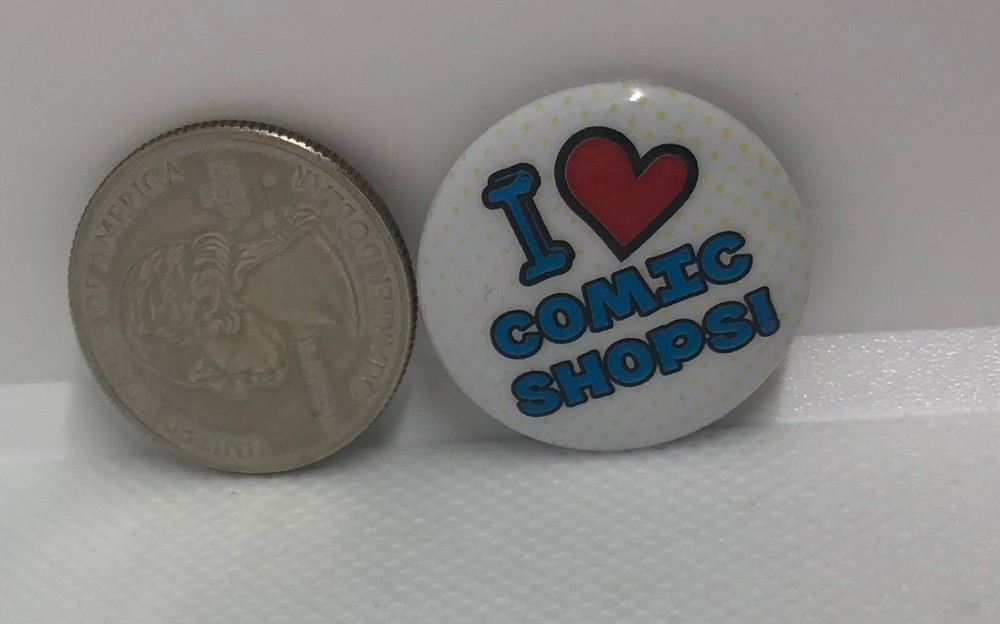 I Love Comic Shops Pin