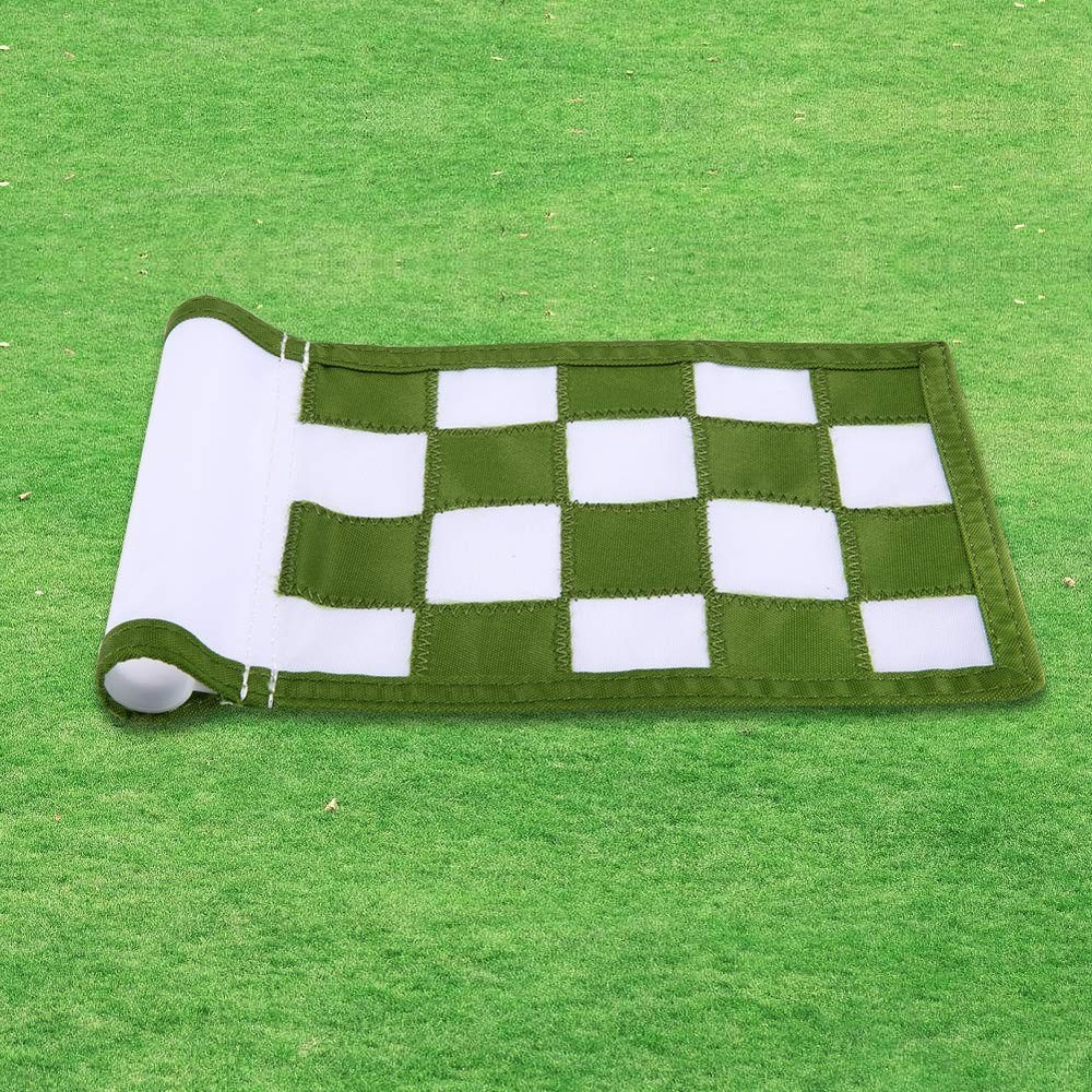 Nylon Golf Putting Green Flags - Solid & Checkered, White-Green
