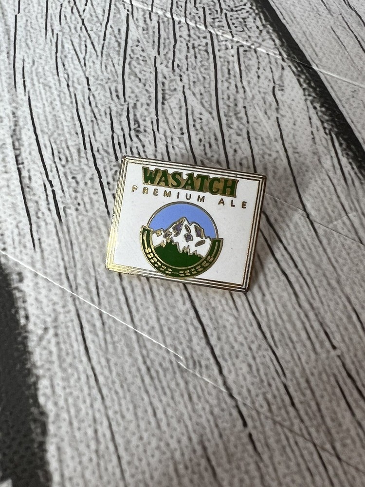 Wasatch Premium Ale White Brewery Pin With Mountains