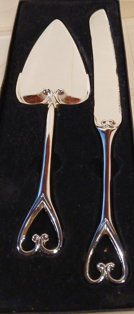 Silver Heart Cake Knife/Server / SILVER WEDDING CAKE  SERVING SET,