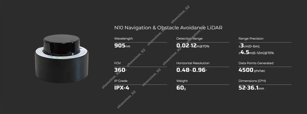 N10P 360°2D Detection LiDAR for Precise Positioning & Obstacle Avoidance