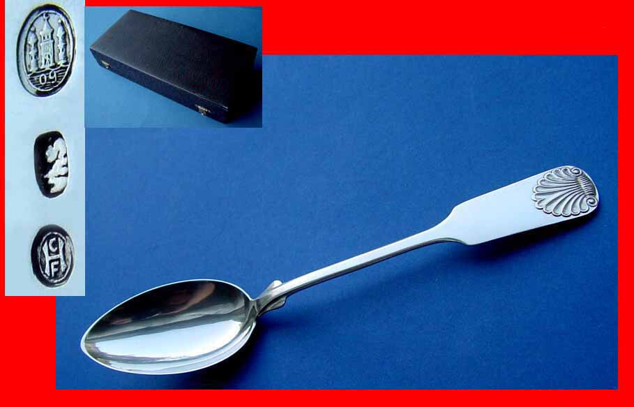 Set 6 large solid spoons, Denmark C. Heise 830 silver around 1909 B396