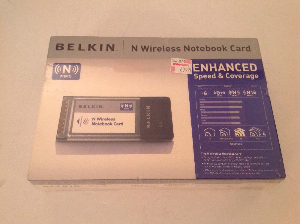 BELKIN N WIRELESS NOTEBOOK CARD MIMO ENHANCED SPEED AND COVERAGE