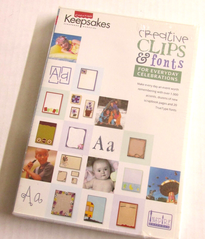 Creating Keepsakes Clips Fonts For Everyday Celebrations Graphic CD Software NIP