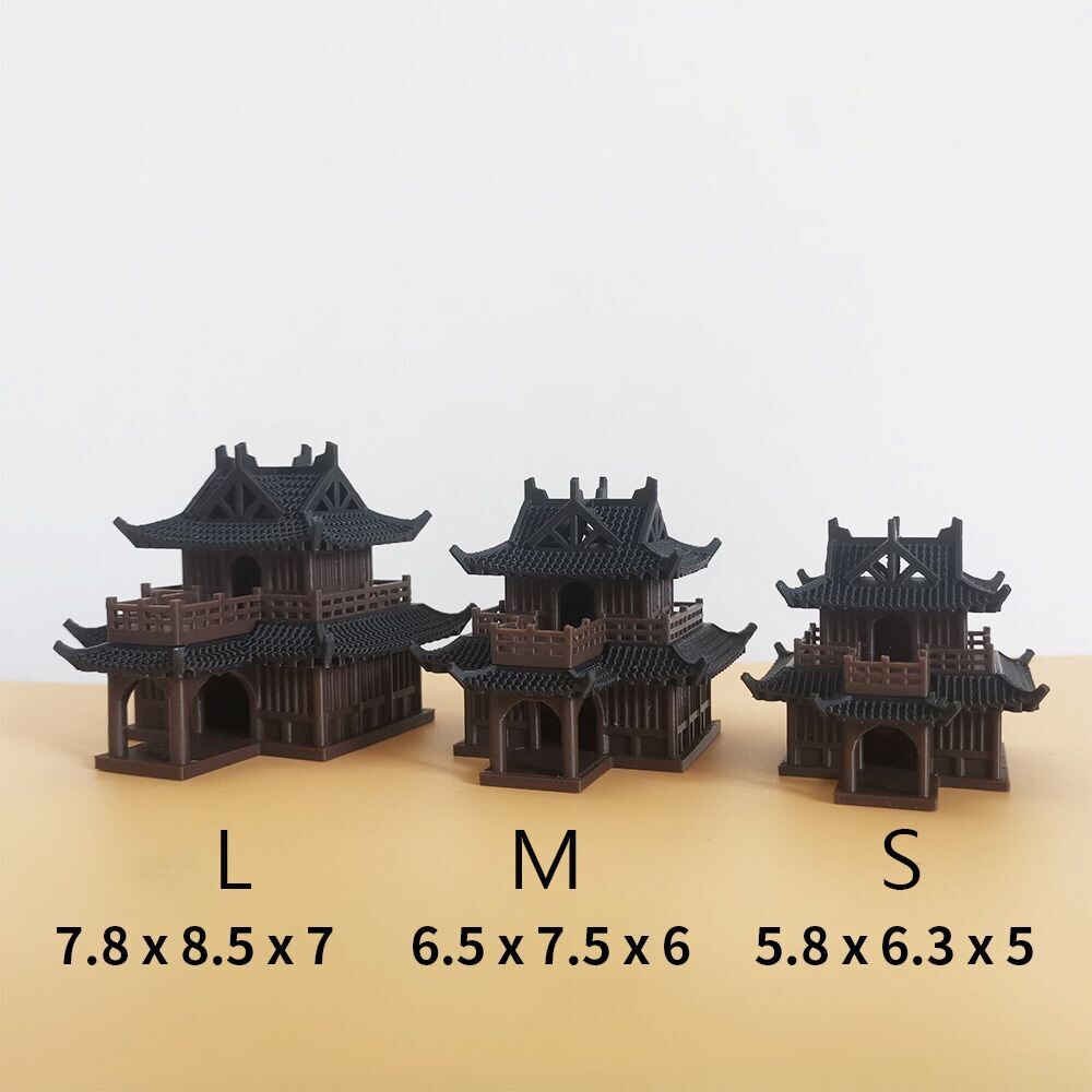 3D Ancient Architecture Micro Landscape Plastic Ancient Inn Model Bonsai Mini