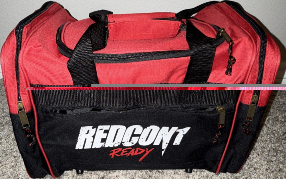 REDCON1 Ready Red Black Gym Bag Zip Adjustable Strap 4 Pockets Polyester