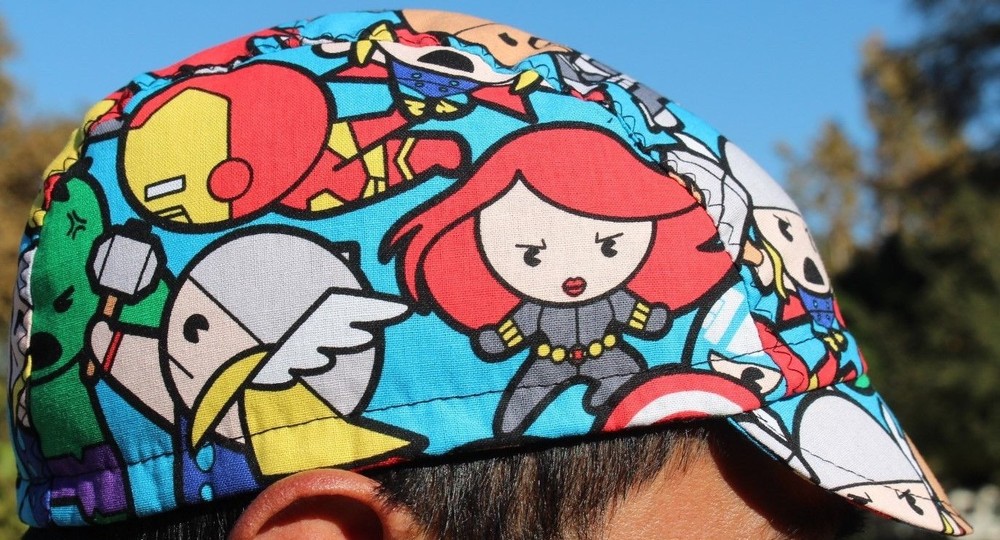 CYCLING CAP MARVEL COMIC 100% COTTON ONE SIZE HANDMADE