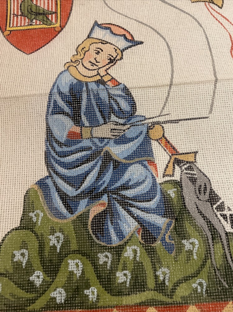 needlepoint canvas handpainted vintage