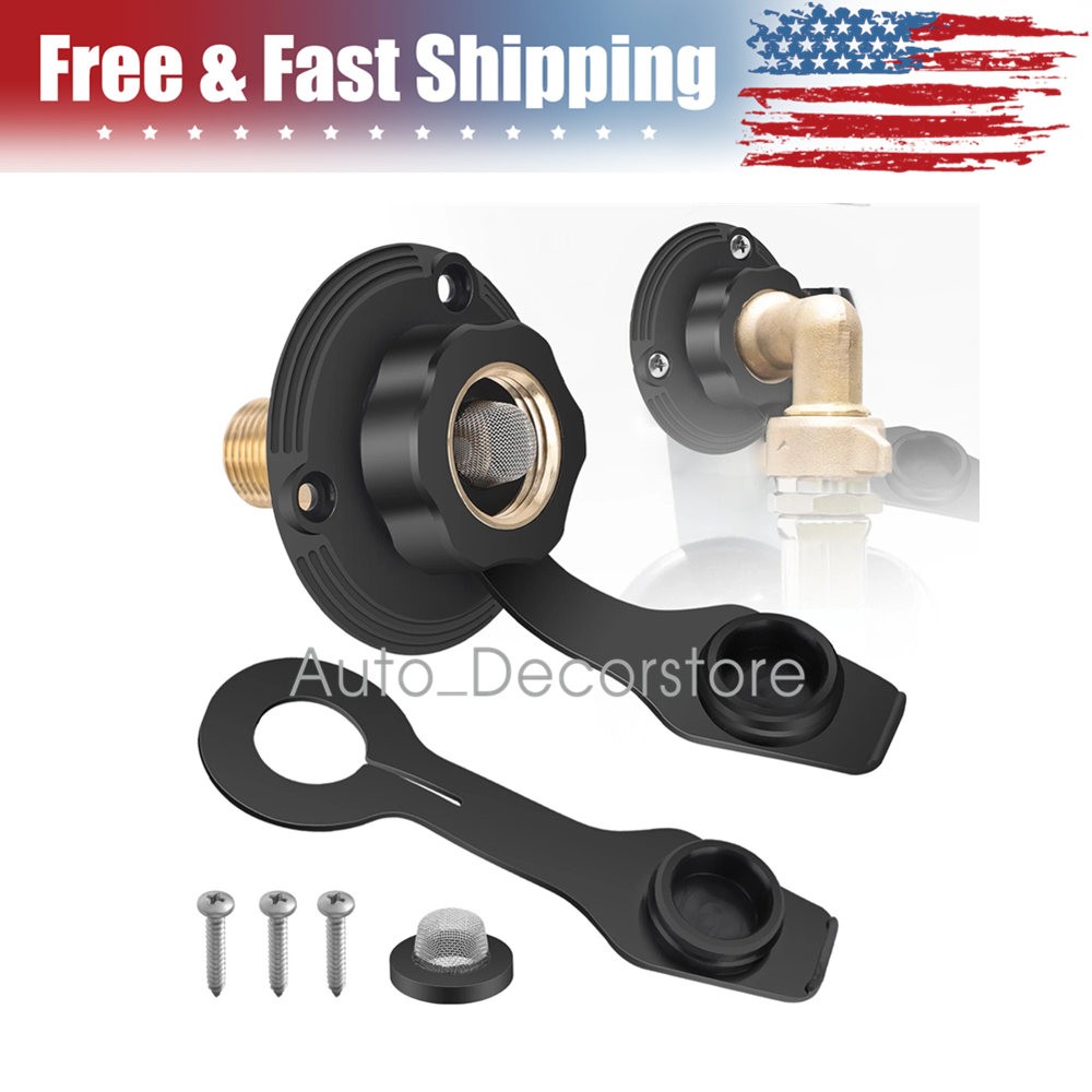 RV City Water Inlet With Check Valve Flange Brass Hose Connector Connection Fill