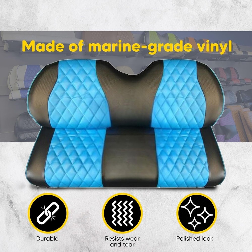Evolution FRONT Diamond Stitch Golf Cart Seat Cover- SKY BLUE, 2PC