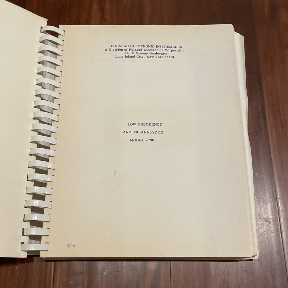 Polarad 2736 Low Frequency & SSB Analyzer Instruction Manual