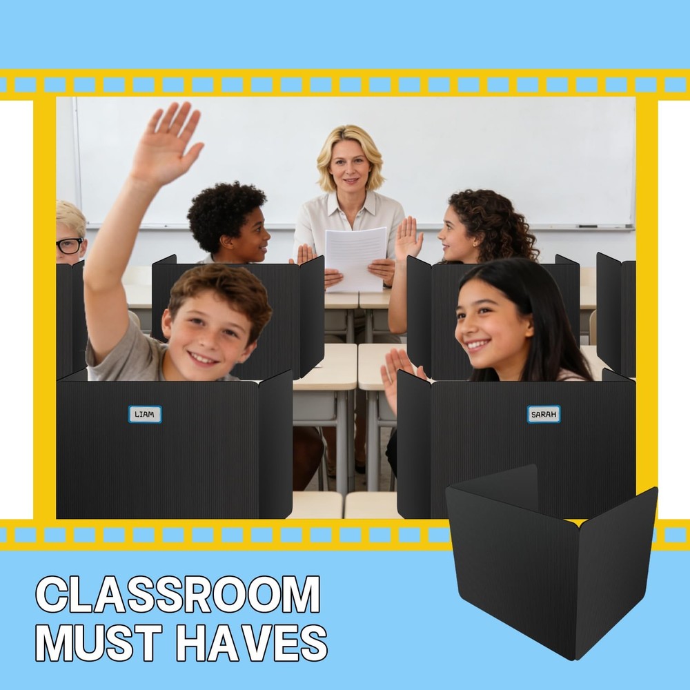 22 Pack Desk Dividers for Students, Durable Privacy Shield Folder for Student...