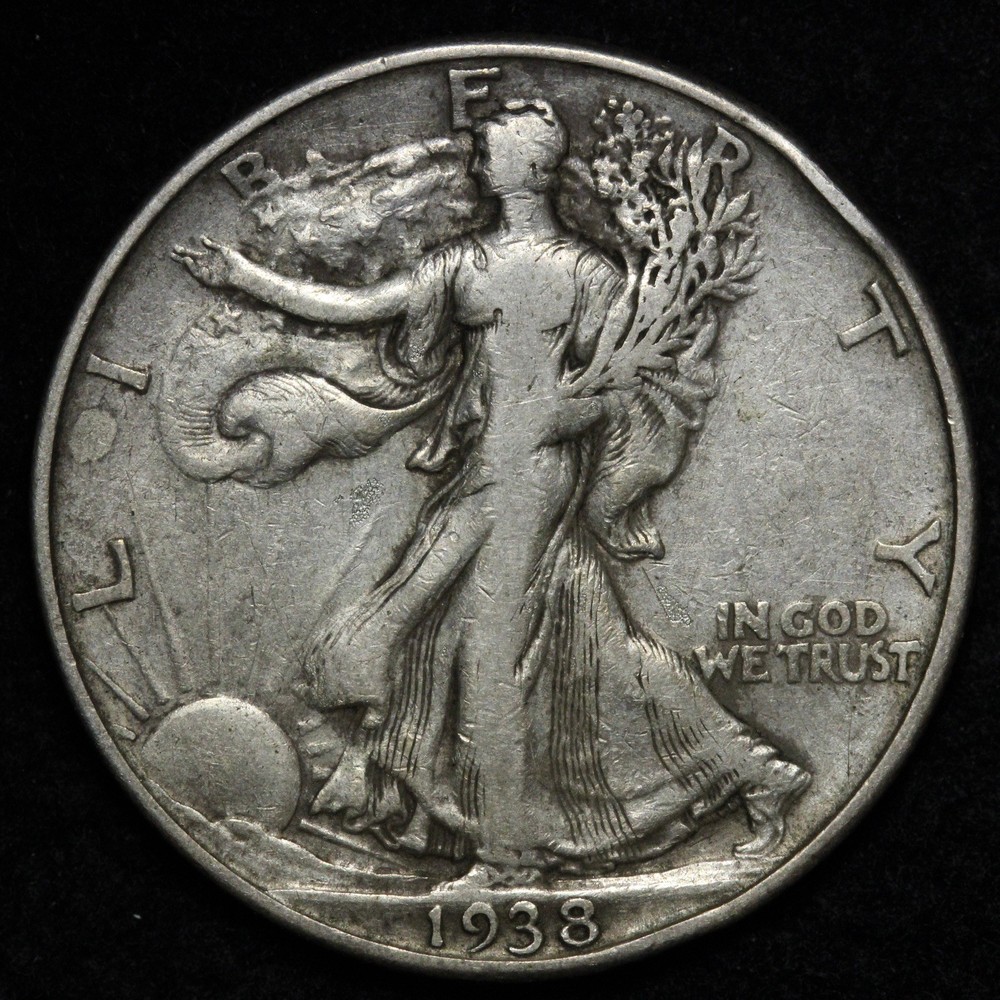 1938-D Walking Liberty Silver Half Dollar VF E332 TDMM