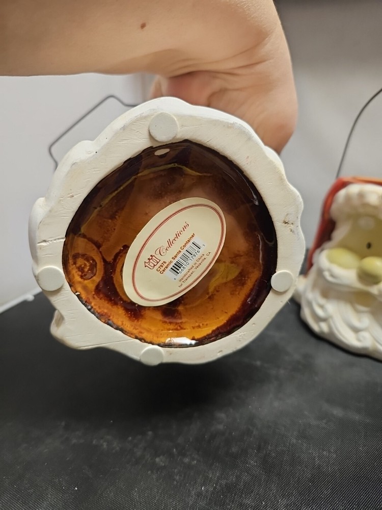 2-Ceramic Santa Containers With Wired Handle- By Collections