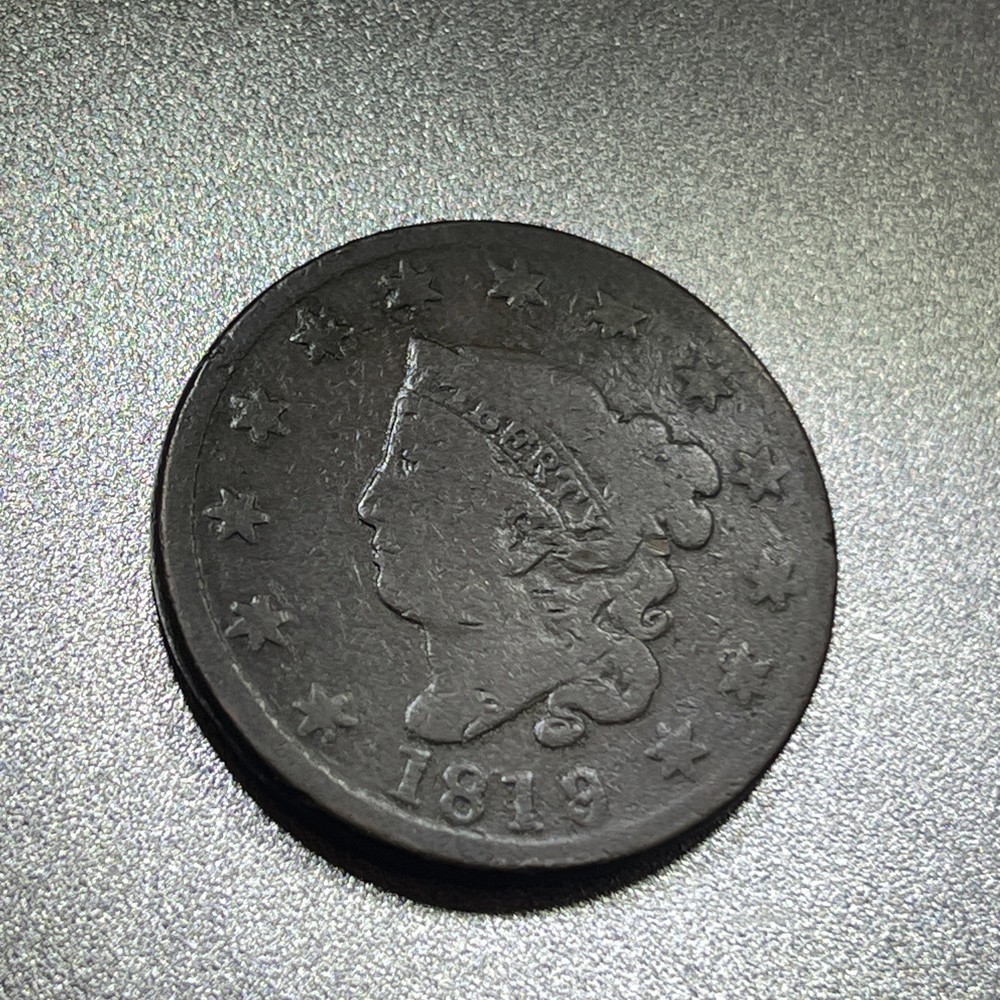 1819/8 Large Cent, Coronet Head, Over-Date