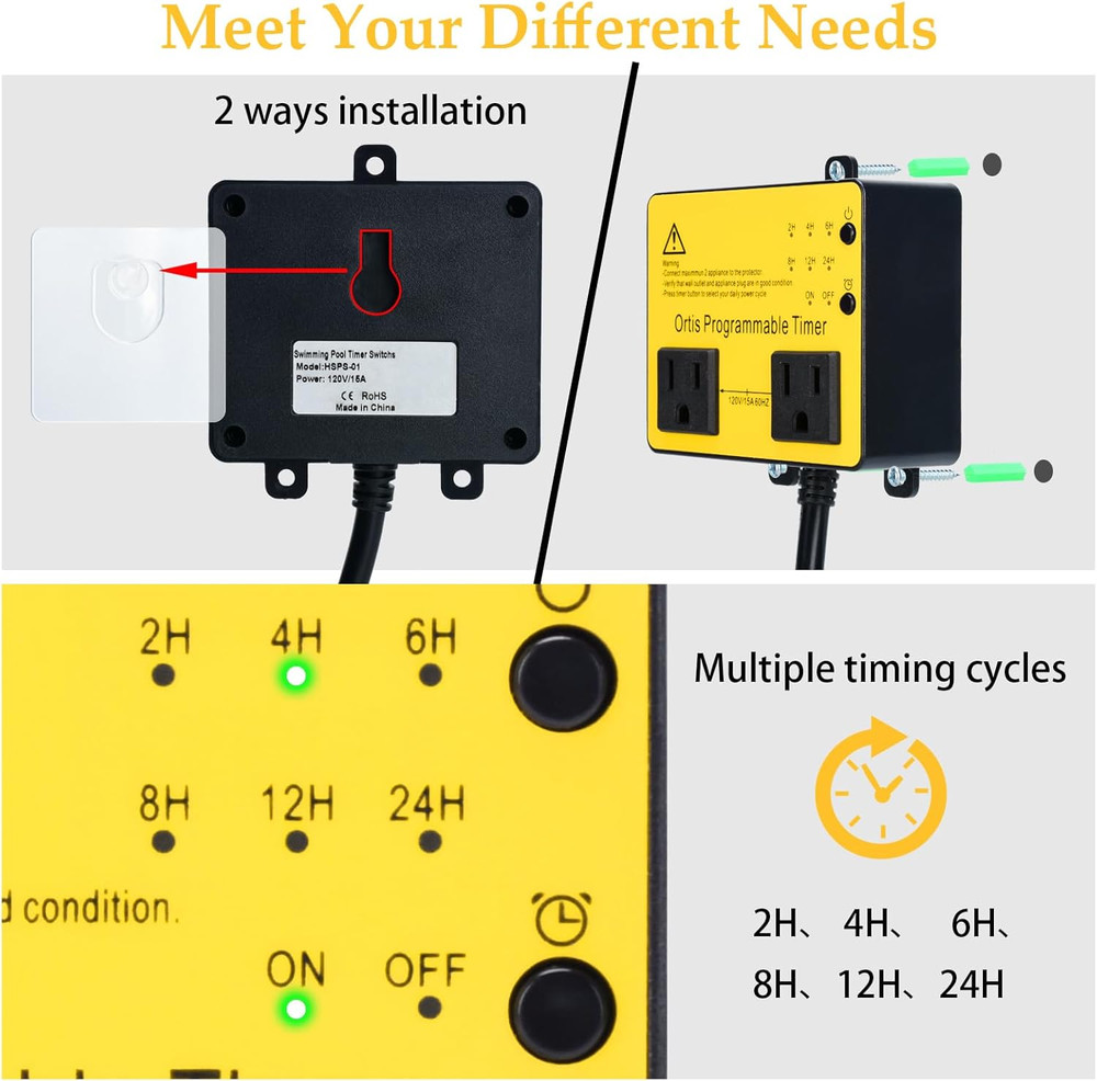 Above Ground Pool Timer, Smart Pool Timer with One-Button Operation, for Swimmi