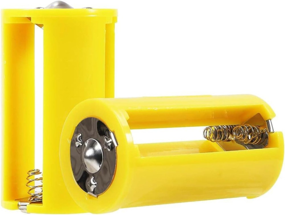 Effortless AA to D Battery Conversion - 6 Pack Yellow Adapters, Rechargeable!