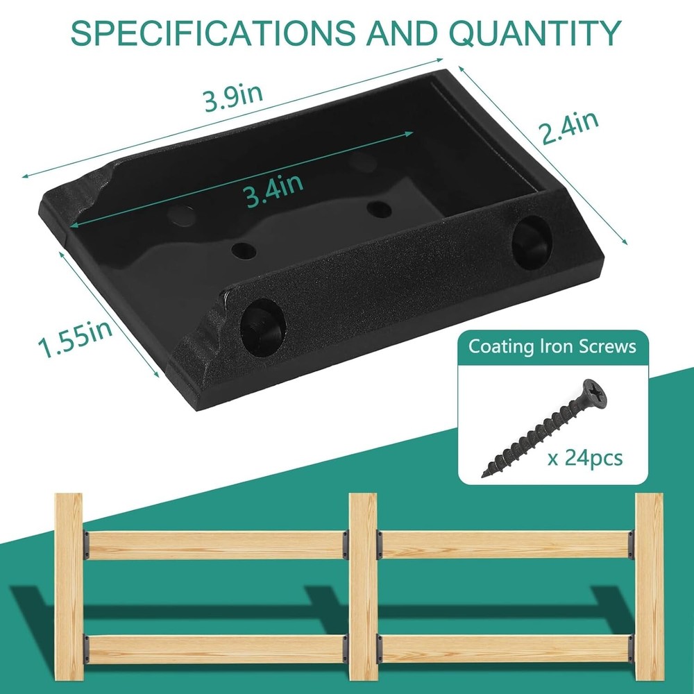 Heavy-Duty Pre-Drilled Nylon Brackets for 2x4 Deck Railing - Includes Screws