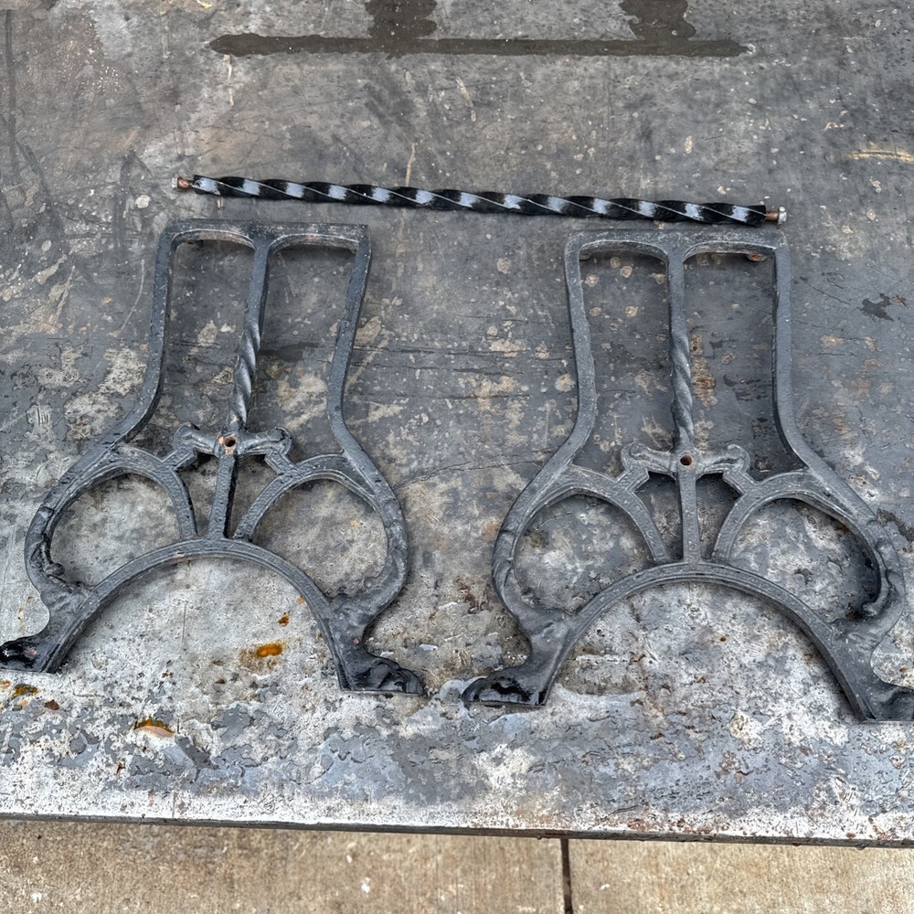 Antique Cast Iron Hardware Bench Stool Base Ends Legs