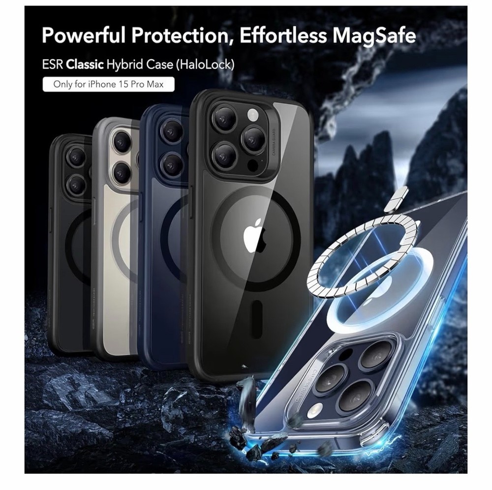 Shockproof Protective Case for iPhone 15 Pro Max – Black | MagSafe Compatible |